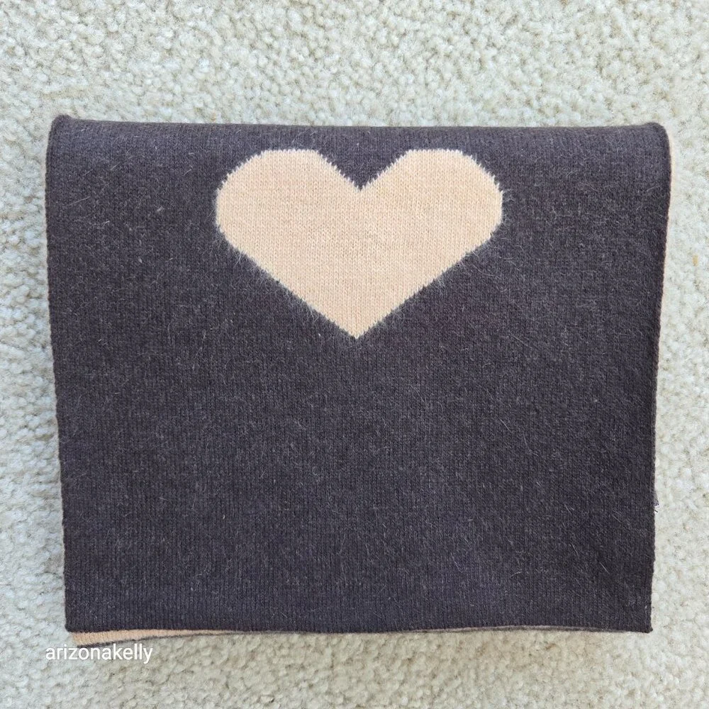 Portolano Color Block Scarf With Heart Lambswool/Angora